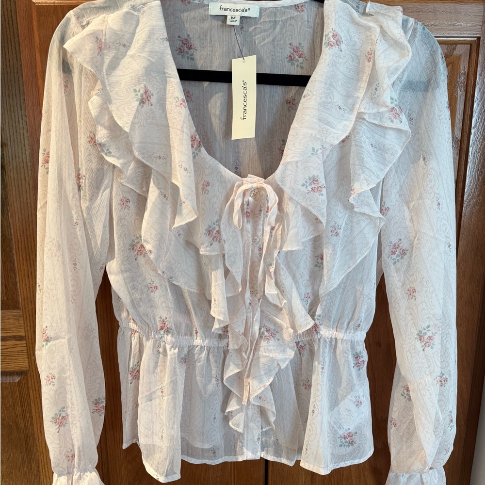 Francesca’s Rose Ruffle Blouse